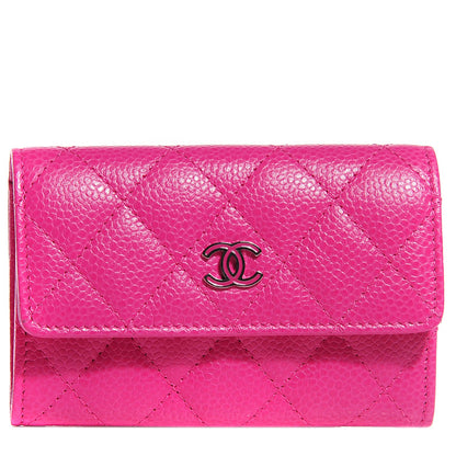 Chanel Caviar Quilted CC Card Holder Pink 1 of 9
