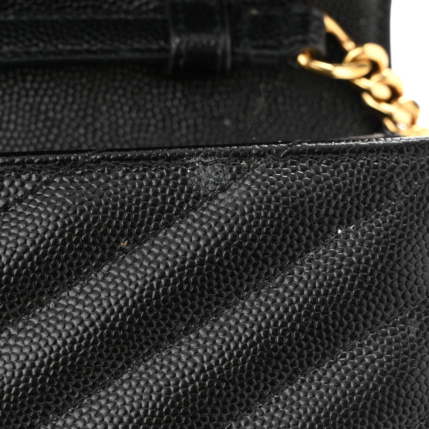 Grain De Poudre Matelasse Chevron Monogram Chain Wallet Black