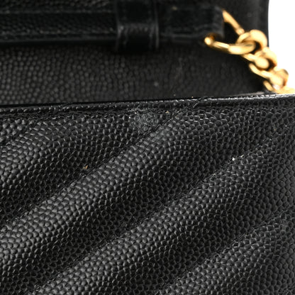 Saint Laurent Grain De Poudre Matelasse Chevron Monogram Chain Wallet Black 11 of 11