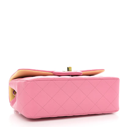 Chanel Lambskin Quilted Mini Rectangular Flap Pink Yellow 4 of 11