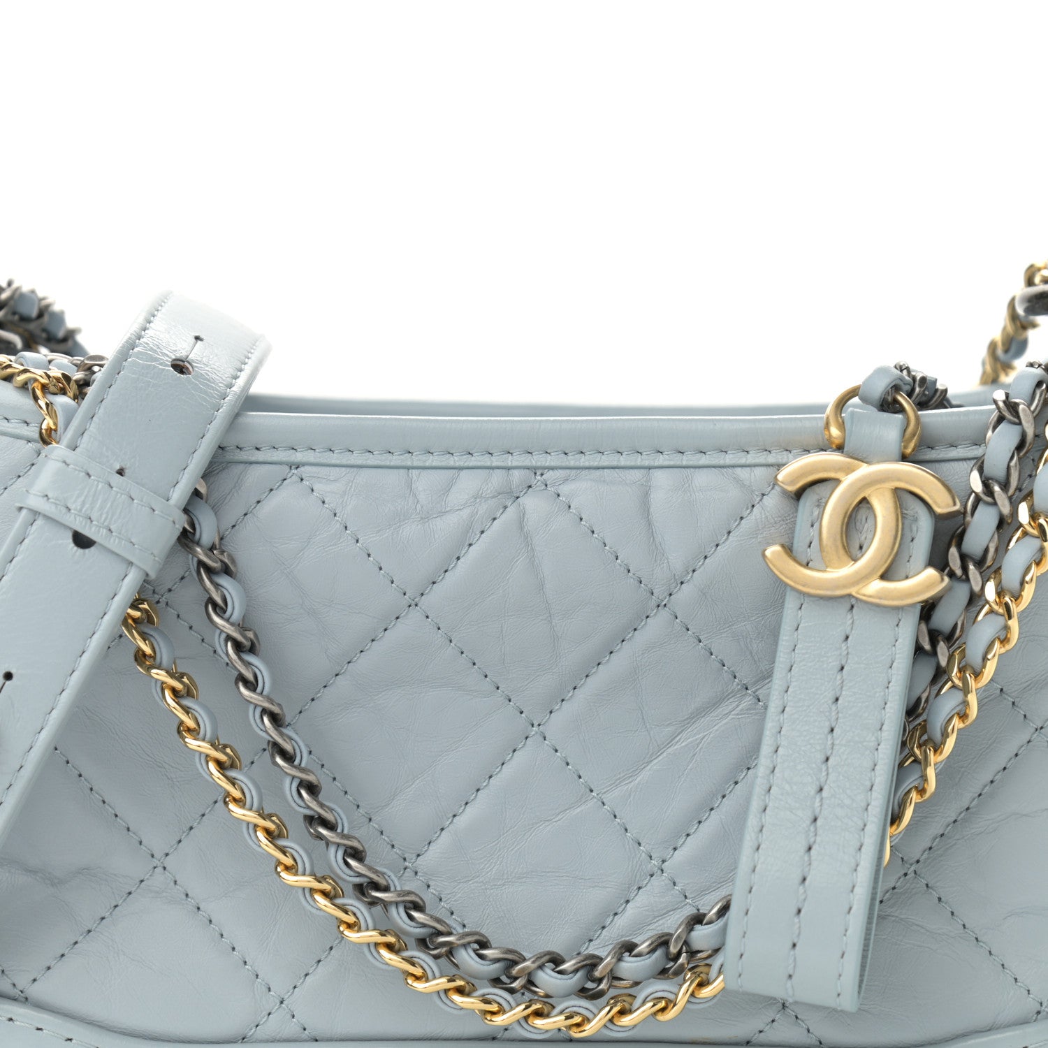 Chanel Aged Calfskin Quilted Small Gabrielle Hobo Light Blue 8 of 11