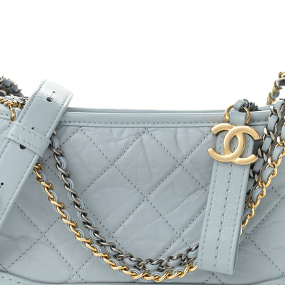 Chanel Aged Calfskin Quilted Small Gabrielle Hobo Light Blue 8 of 11