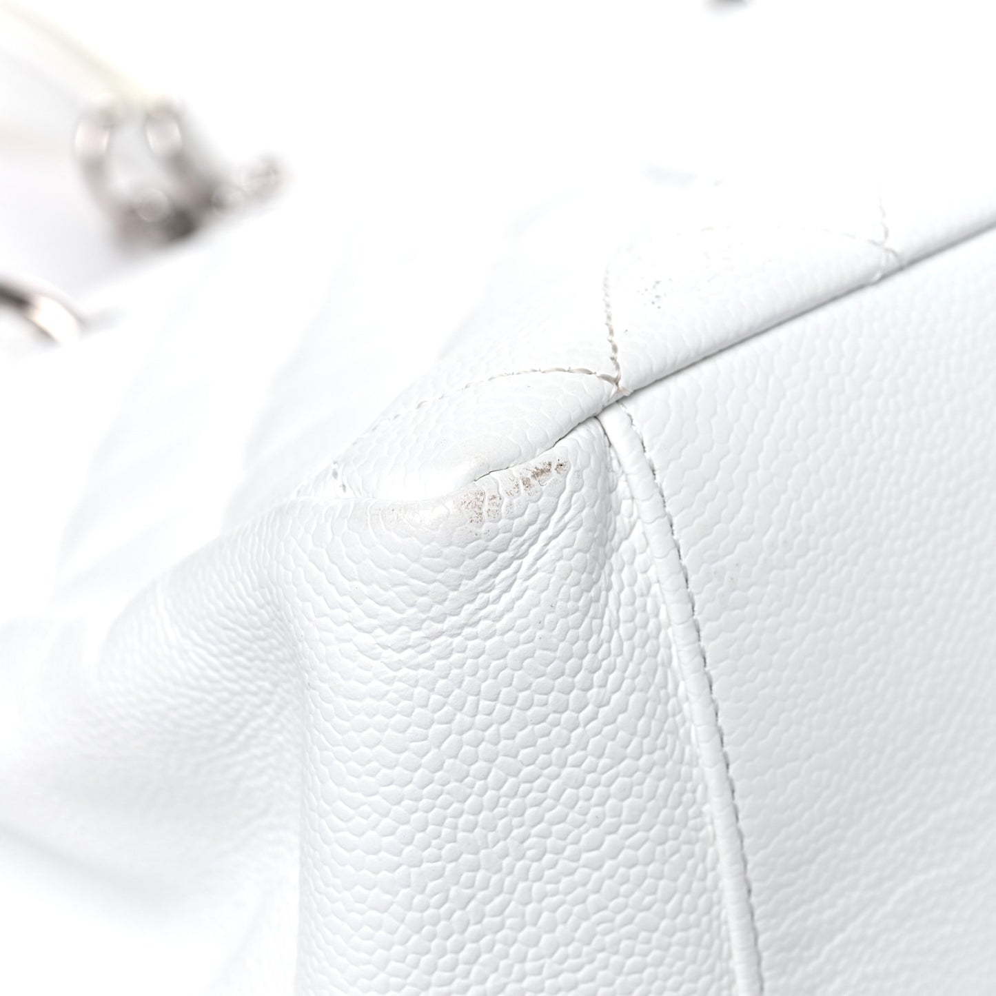 Caviar Quilted Grand Shopping Tote GST White