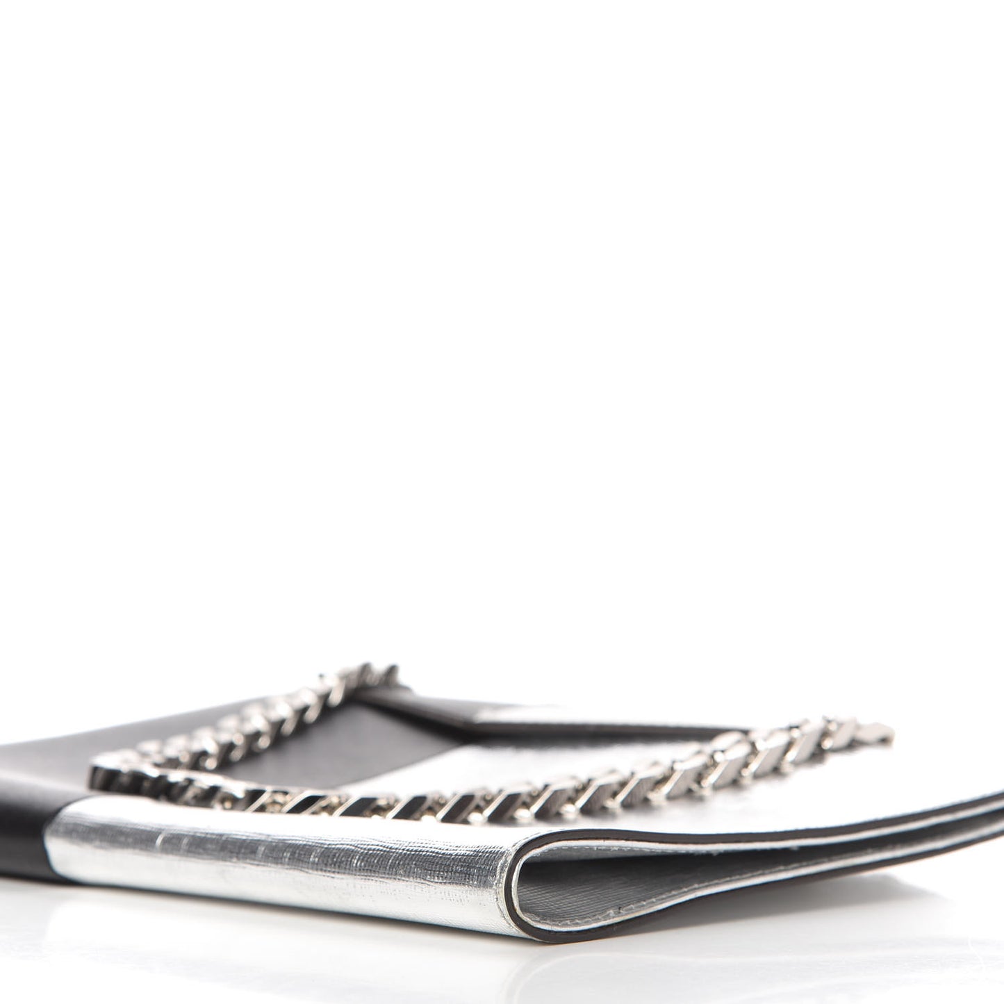 Metallic Saffiano Bi-Color Grande Clutch Black Argento