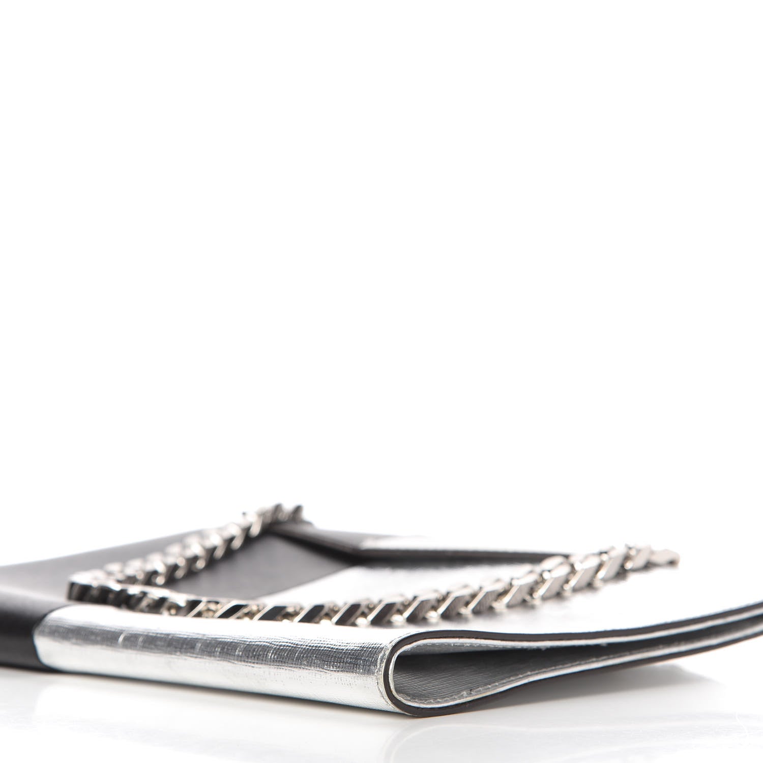 Fendi Metallic Saffiano Bi-Color Grande Clutch Black Argento 7 of 9