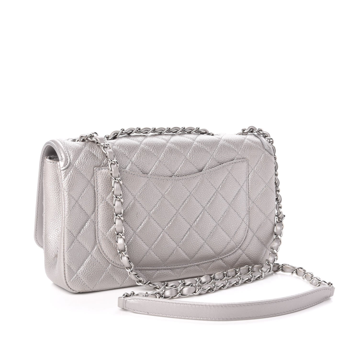 Chanel Metallic Caviar Quilted Medium CC Filigree Flap Silver 3 of 14