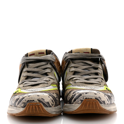 Gucci Suede Calfskin Tejus Printed Mens Ultrapace Sneakers 7.5 Natural Ardesia Neon Yellow 3 of 12