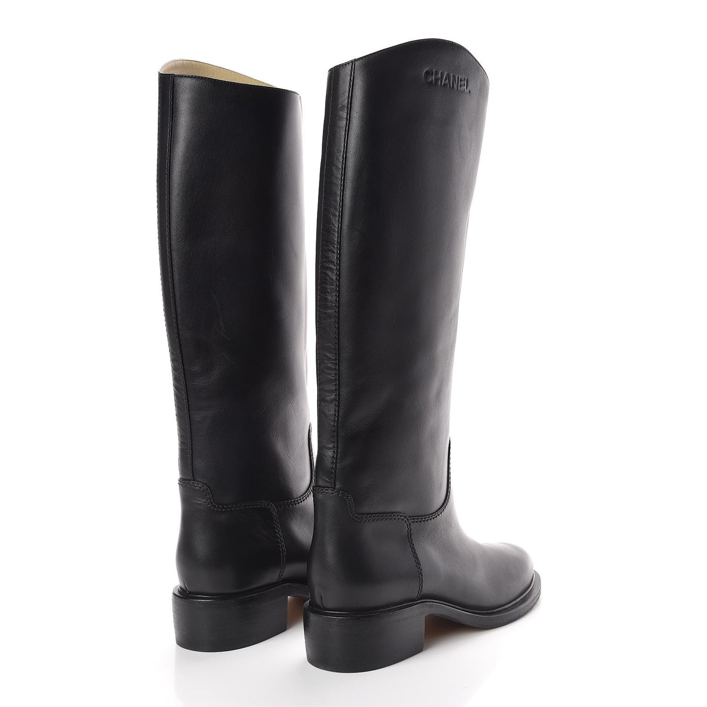 Calfskin Knee High Boots 41 Black