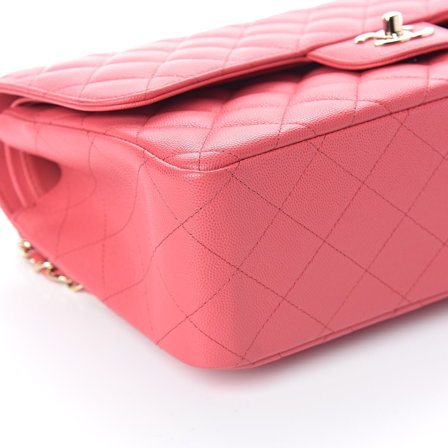 Chanel Caviar Quilted Jumbo Double Flap Dark Pink 9 of 10