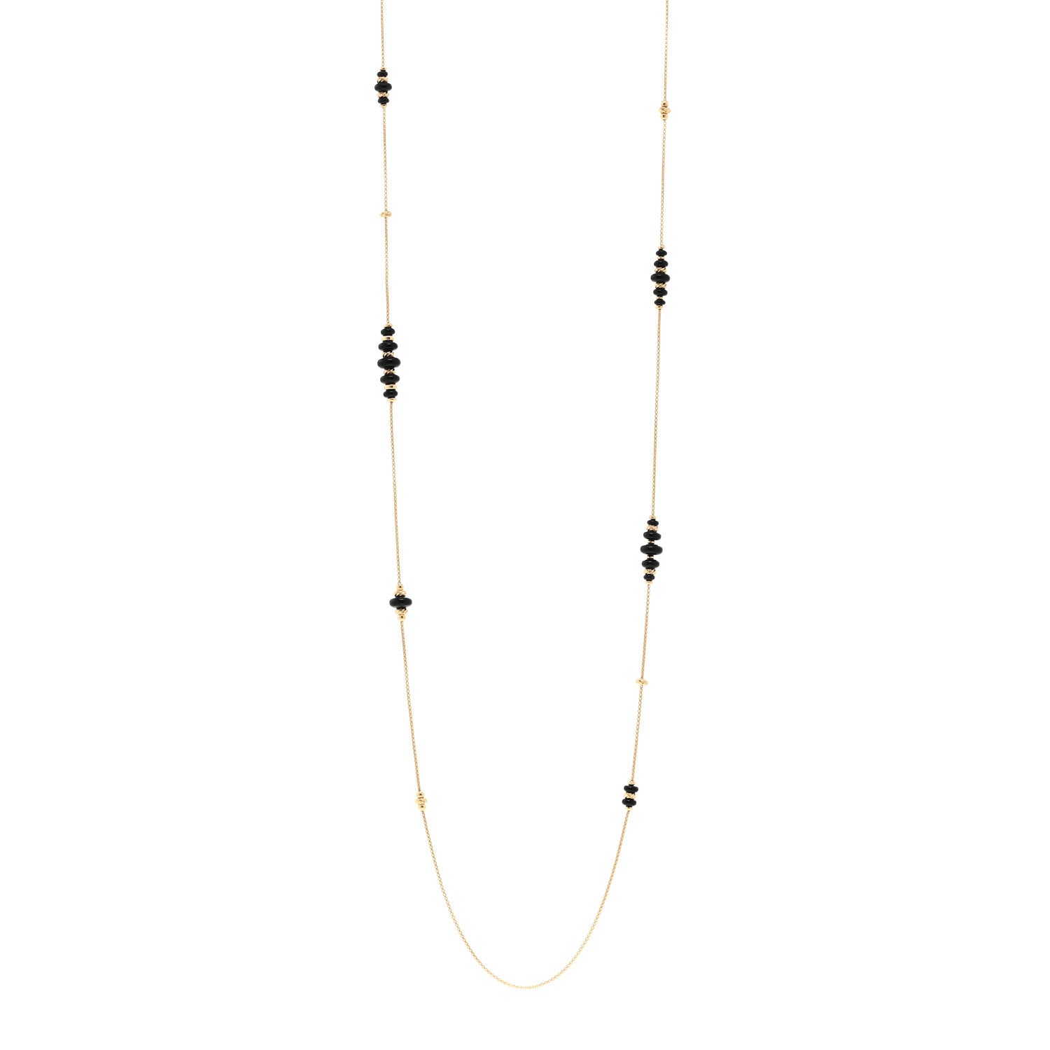 David Yurman 18K Yellow Gold Black Onyx Rio Rondelle Long Station Necklace 1 of 4