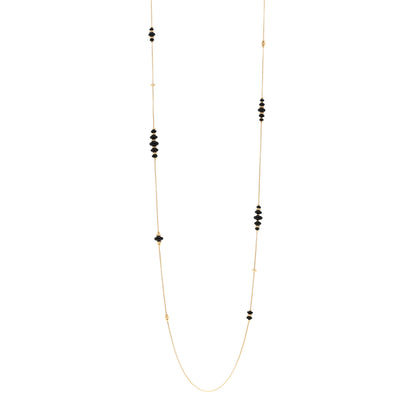 David Yurman 18K Yellow Gold Black Onyx Rio Rondelle Long Station Necklace 1 of 4