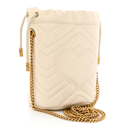 Gucci Calfskin Matelasse Mini GG Marmont 2.0 Bucket Bag White 3 of 11