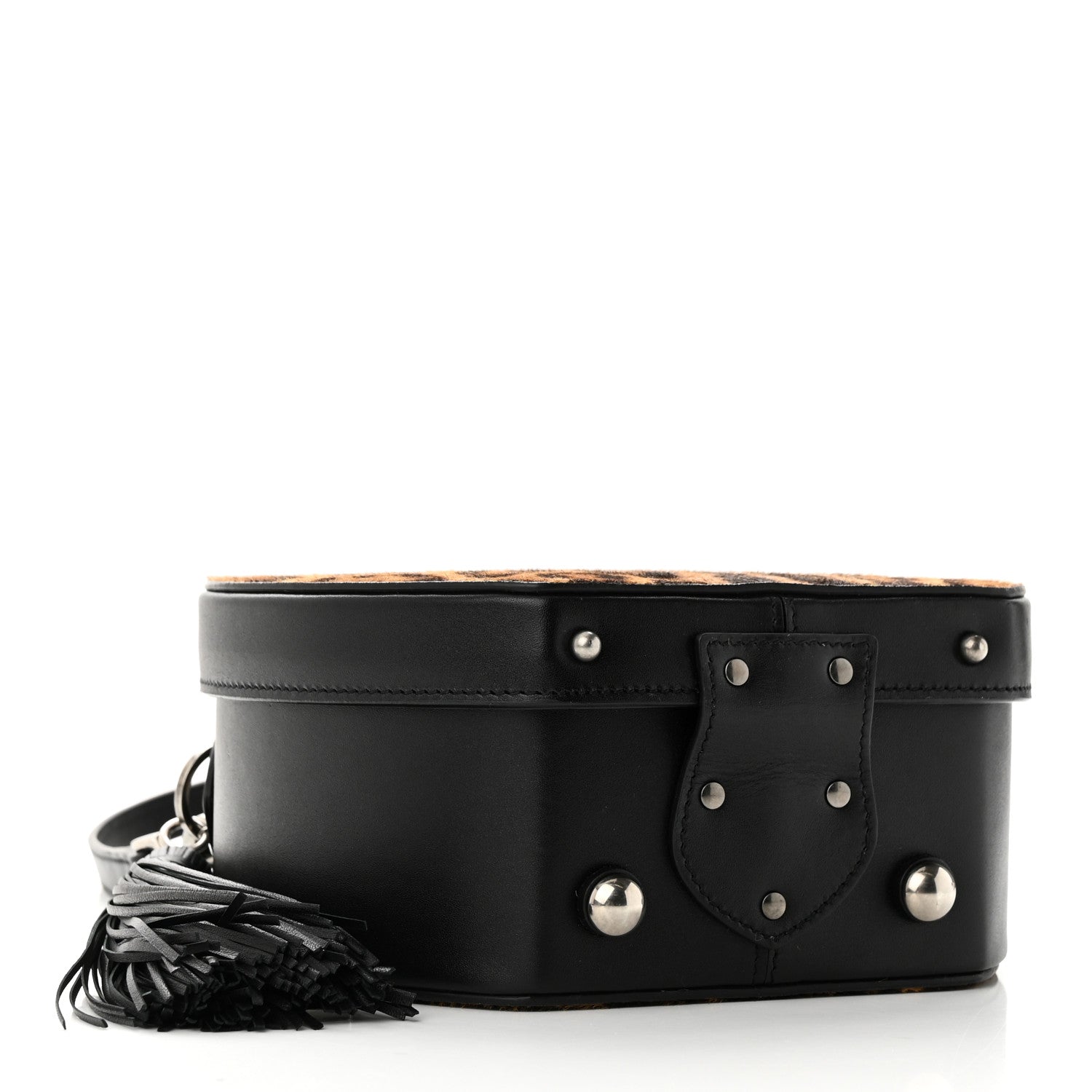 Saint Laurent Calf Hair Leopard Print Mica Hat Box Black Brown 4 of 9