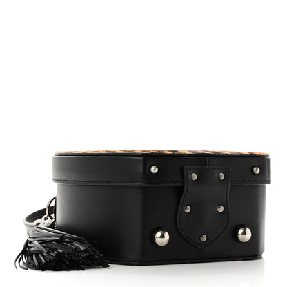 Saint Laurent Calf Hair Leopard Print Mica Hat Box Black Brown 4 of 9
