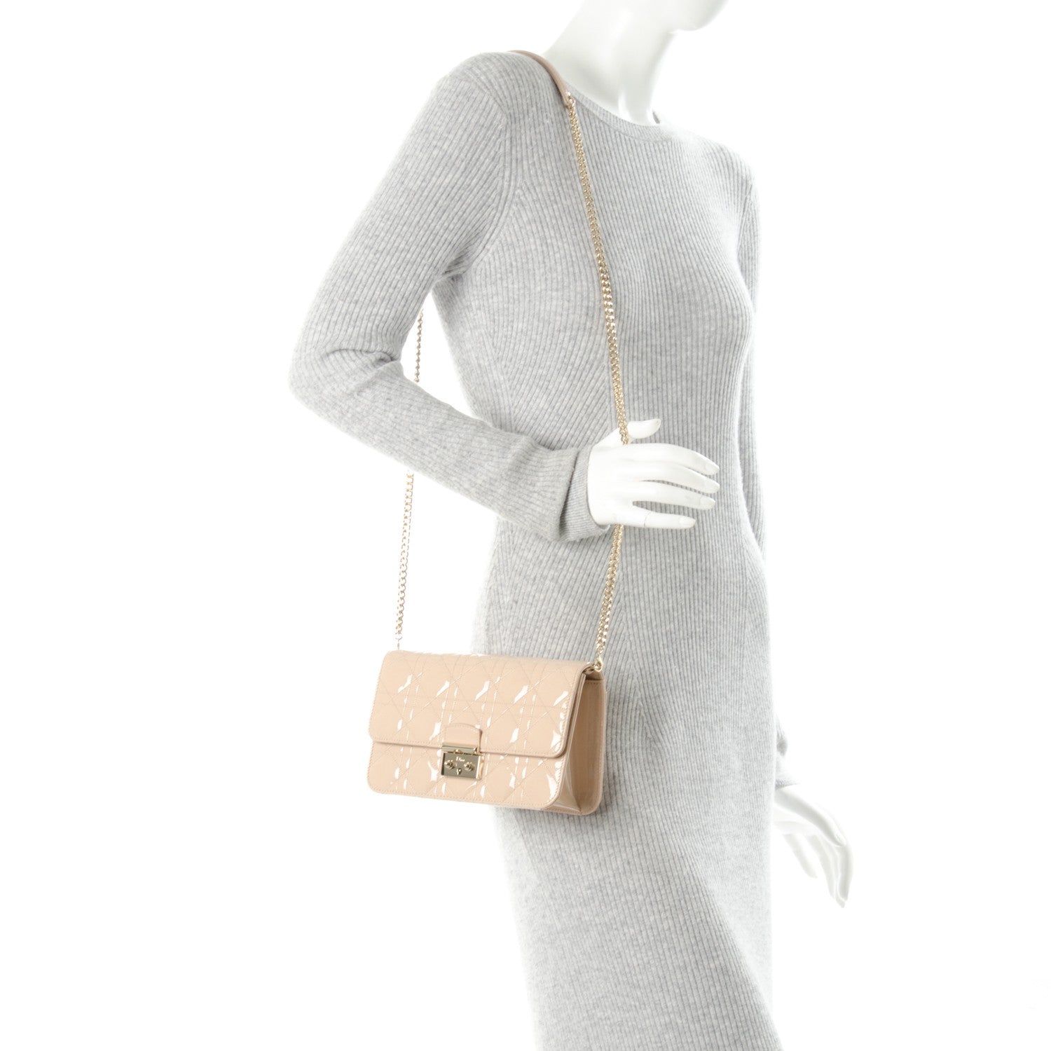 Christian Dior Patent Cannage Miss Dior Promenade Pouch Beige 2 of 8