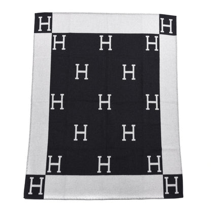 Hermes Wool Cashmere Avalon Blanket Ecru Gris Fonce 1 of 3