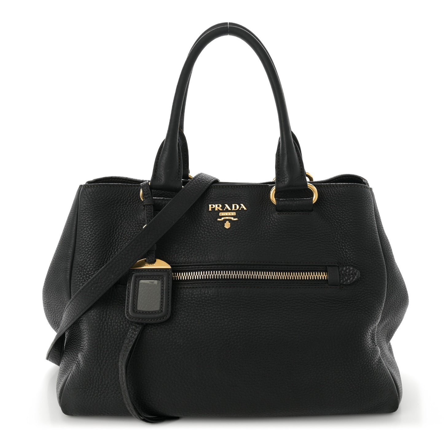 Vitello Daino Shopping Satchel Black