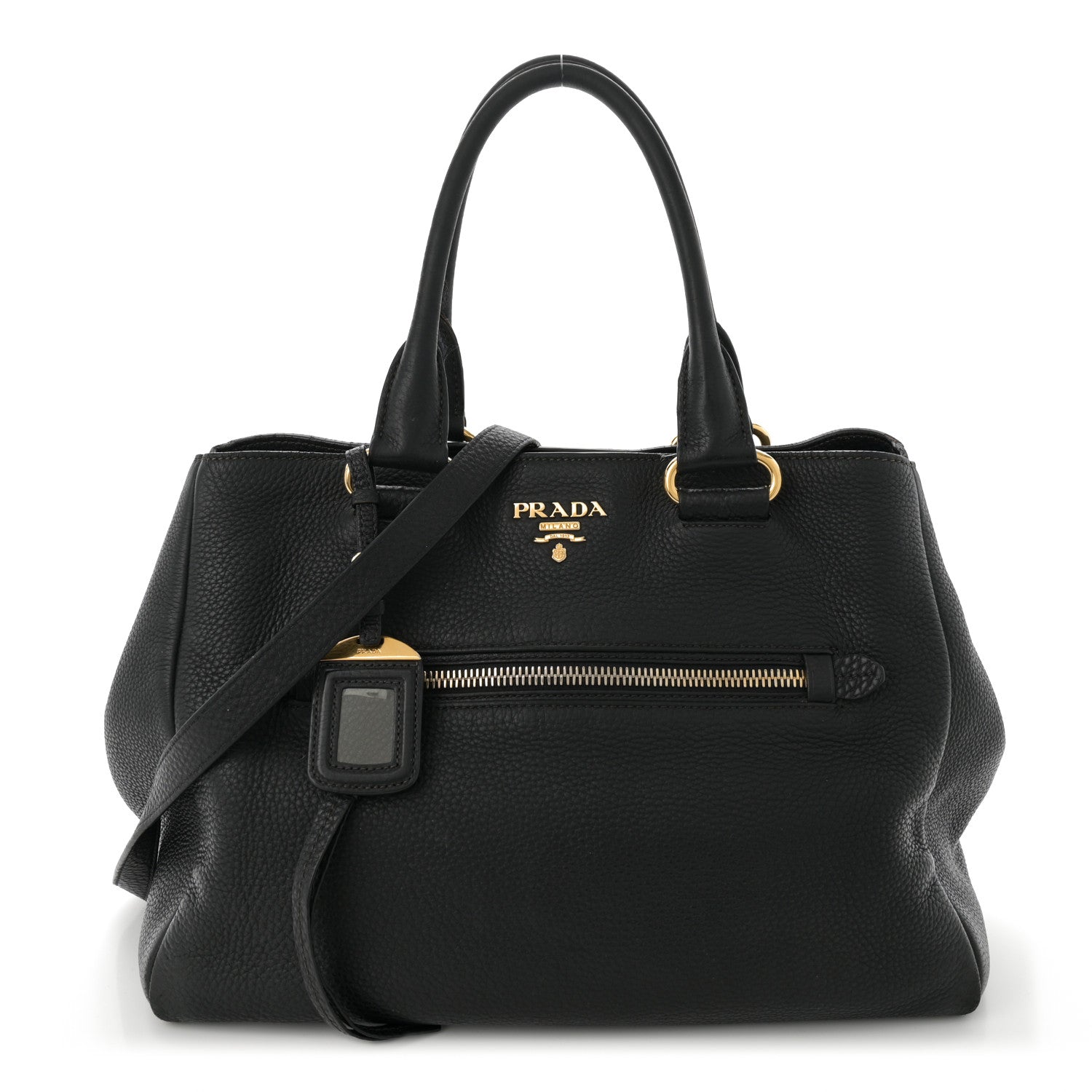 Prada Vitello Daino Shopping Satchel Black 1 of 15