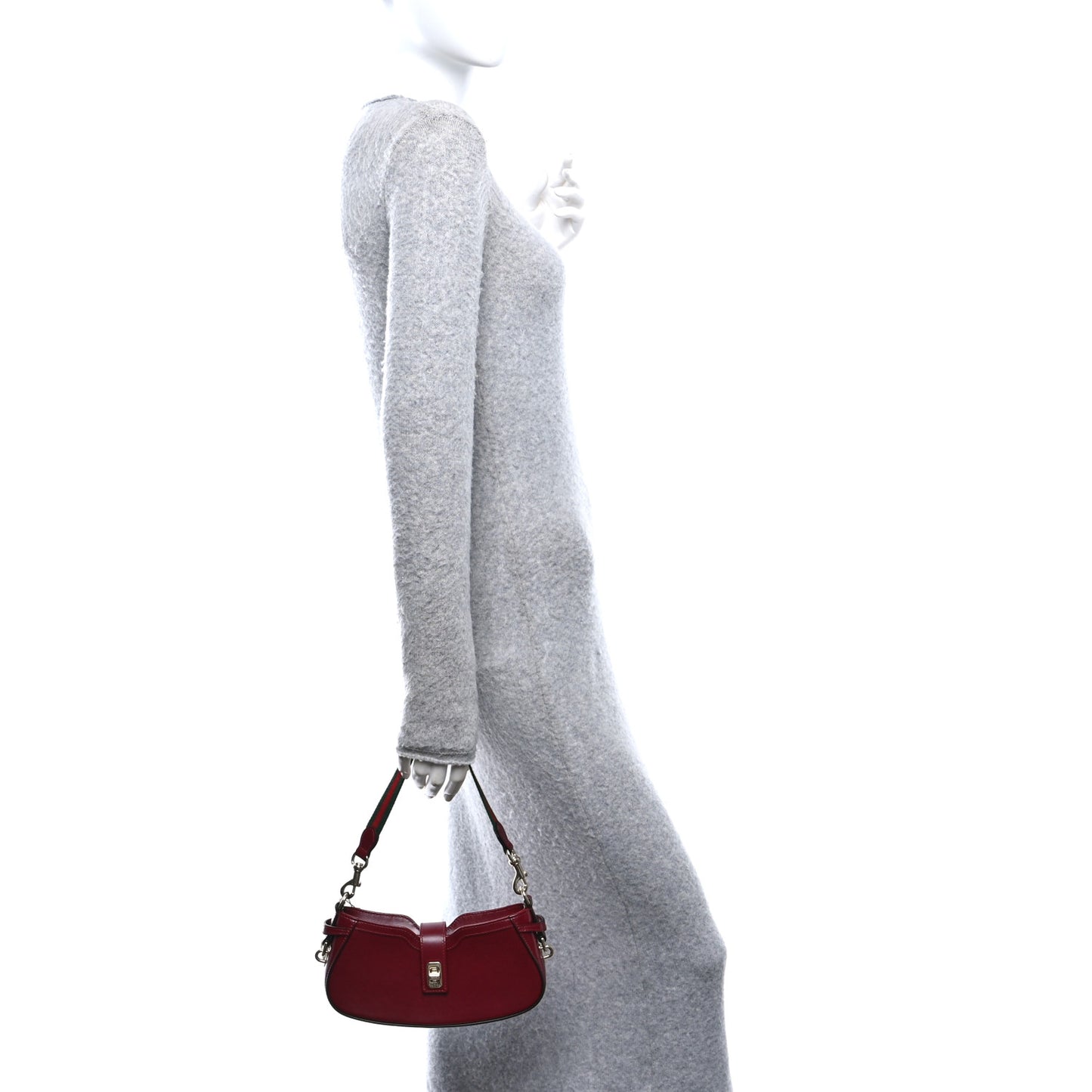 Calfskin Mini Moon Side Shoulder Bag Rosso Ancora