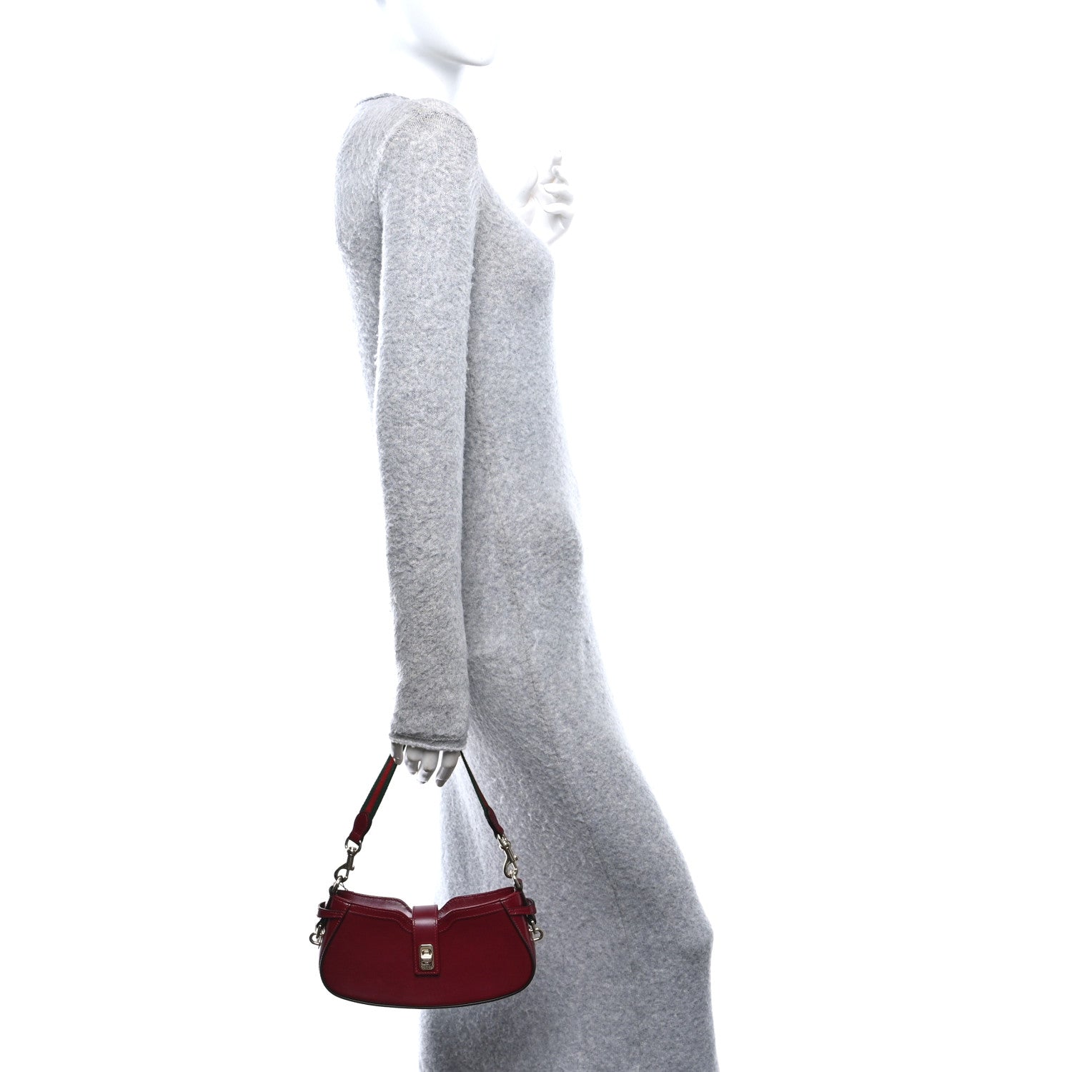Gucci Calfskin Mini Moon Side Shoulder Bag Rosso Ancora 2 of 10