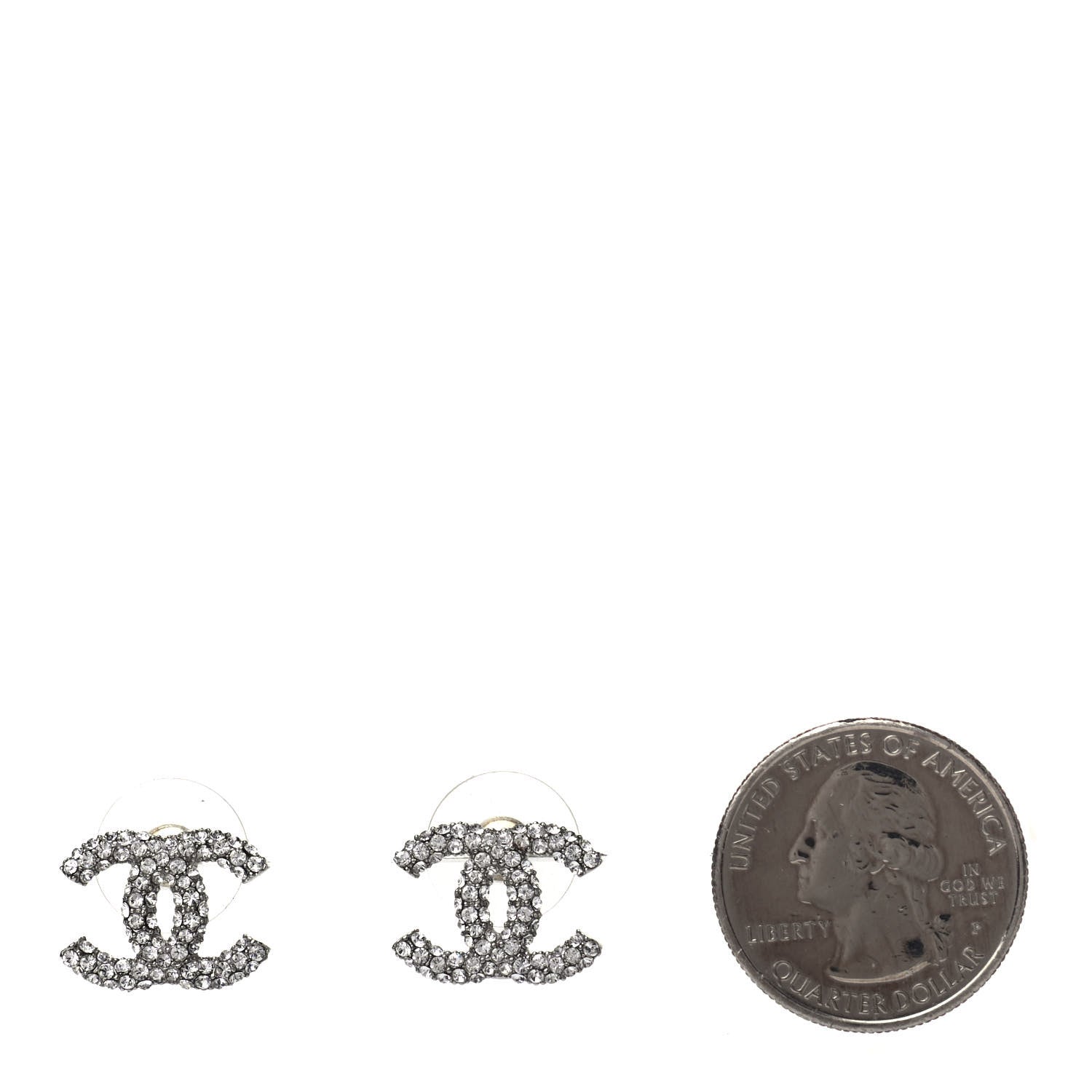 Chanel Crystal CC Earrings Silver 2 of 4