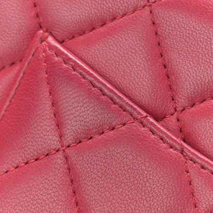 Chanel Lambskin Quilted Wallet On Chain WOC Dark Pink 13 of 14