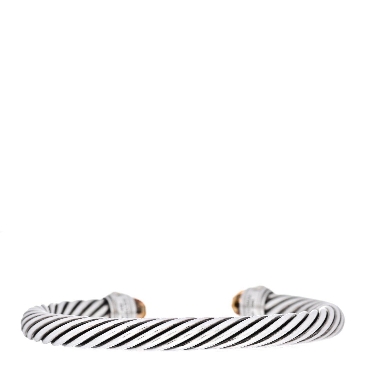 David Yurman Sterling Silver 14K Yellow Gold Citrine 7mm Cable Classics Bracelet 2 of 3