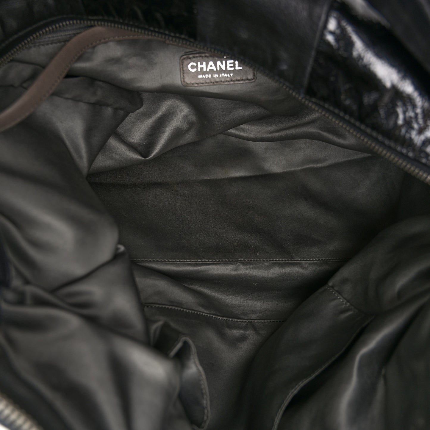 Lambskin Patent Calfskin Brooklyn Patchwork Hobo Black