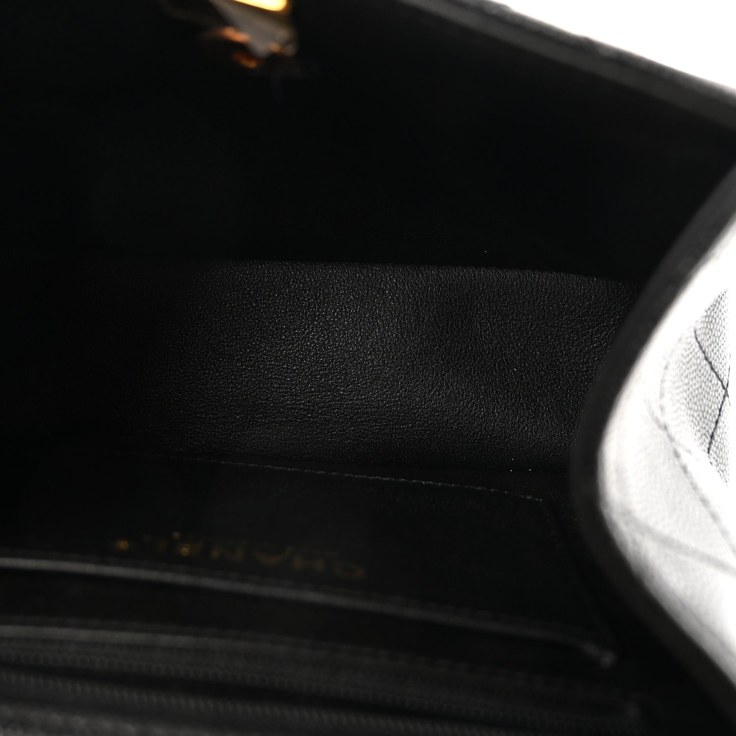 Caviar Quilted 31 Rue Cambon Mini Top Handle Flap Black
