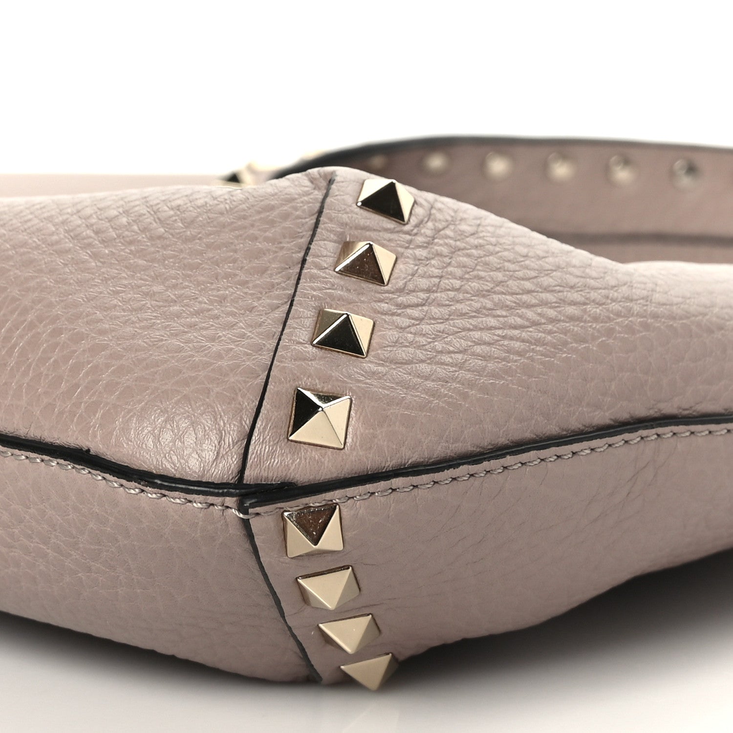 Valentino Garavani Pebbled Calfskin Small Rockstud Flip Lock Hobo Poudre 8 of 8