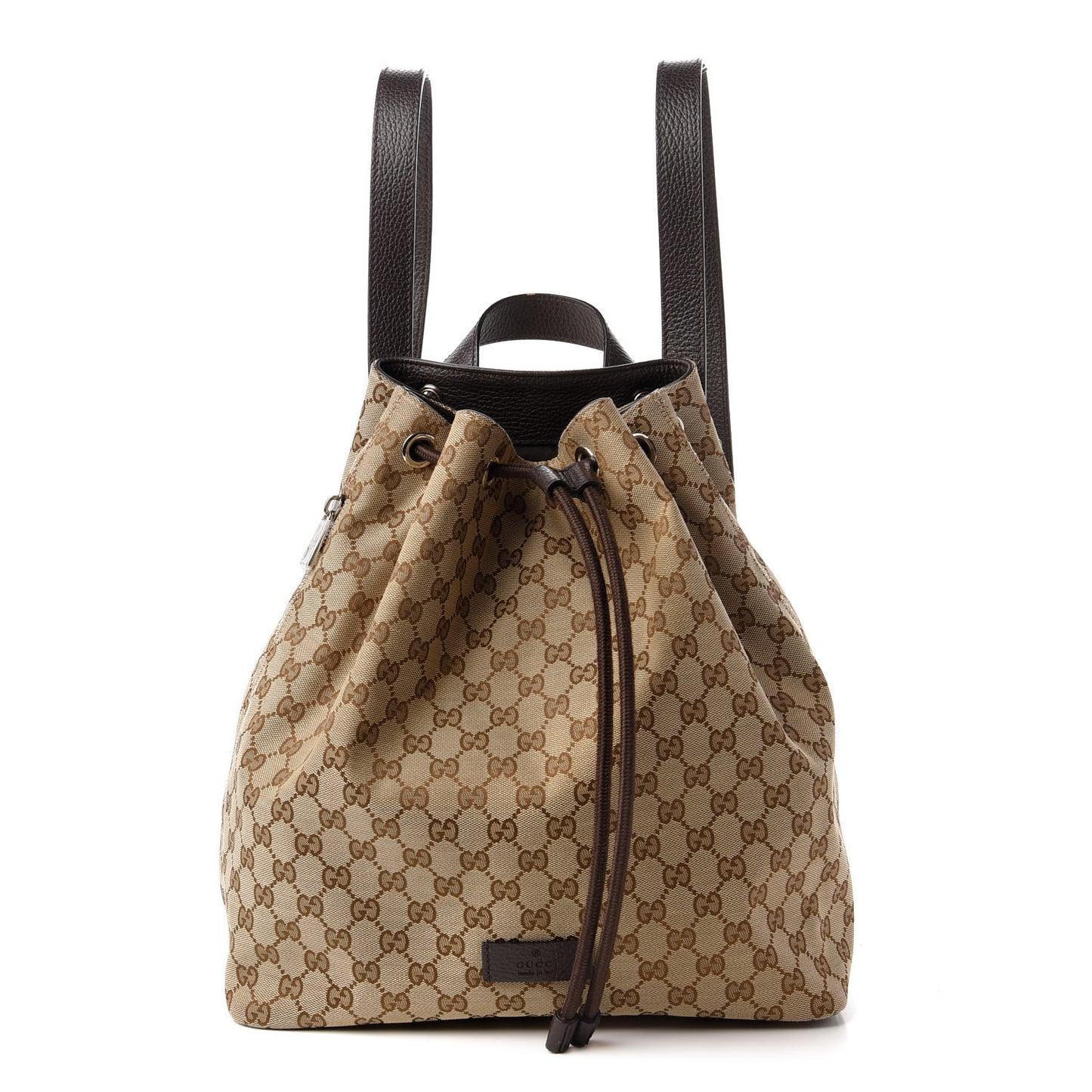 Monogram Dollar Calfskin O Drawstring Backpack Beige Ebony Testa di Moro Dark Chocolate