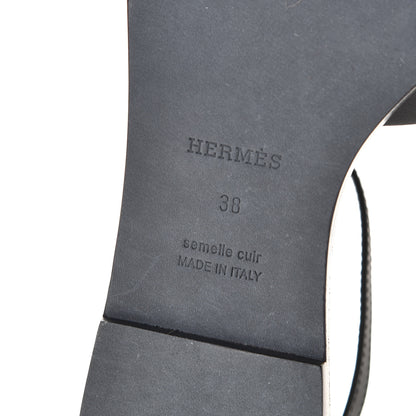 Hermes Calfskin Santorini Sandals 38 Black 7 of 7