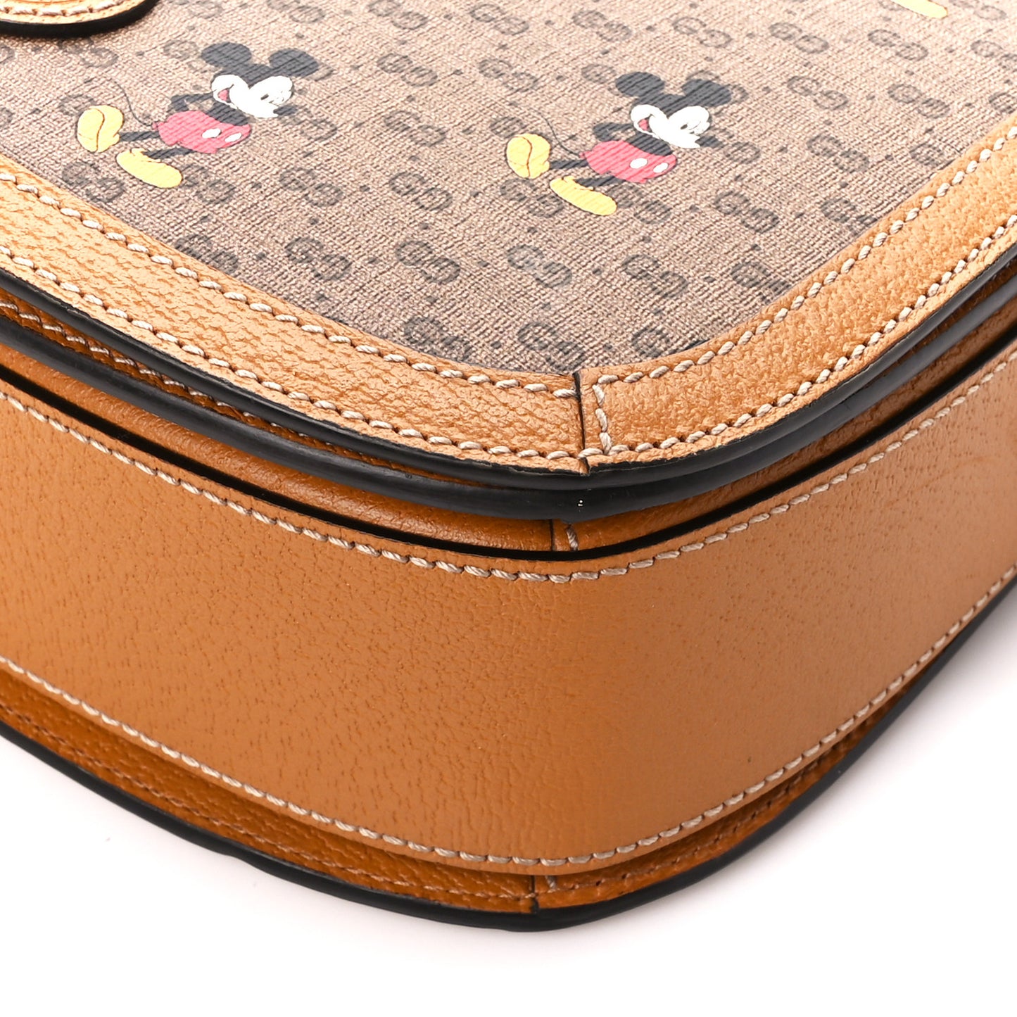 X DISNEY Mini Vintage GG Supreme Monogram Mickey Mouse Small Flap Messenger Bag Beige Vintage Sun Oil