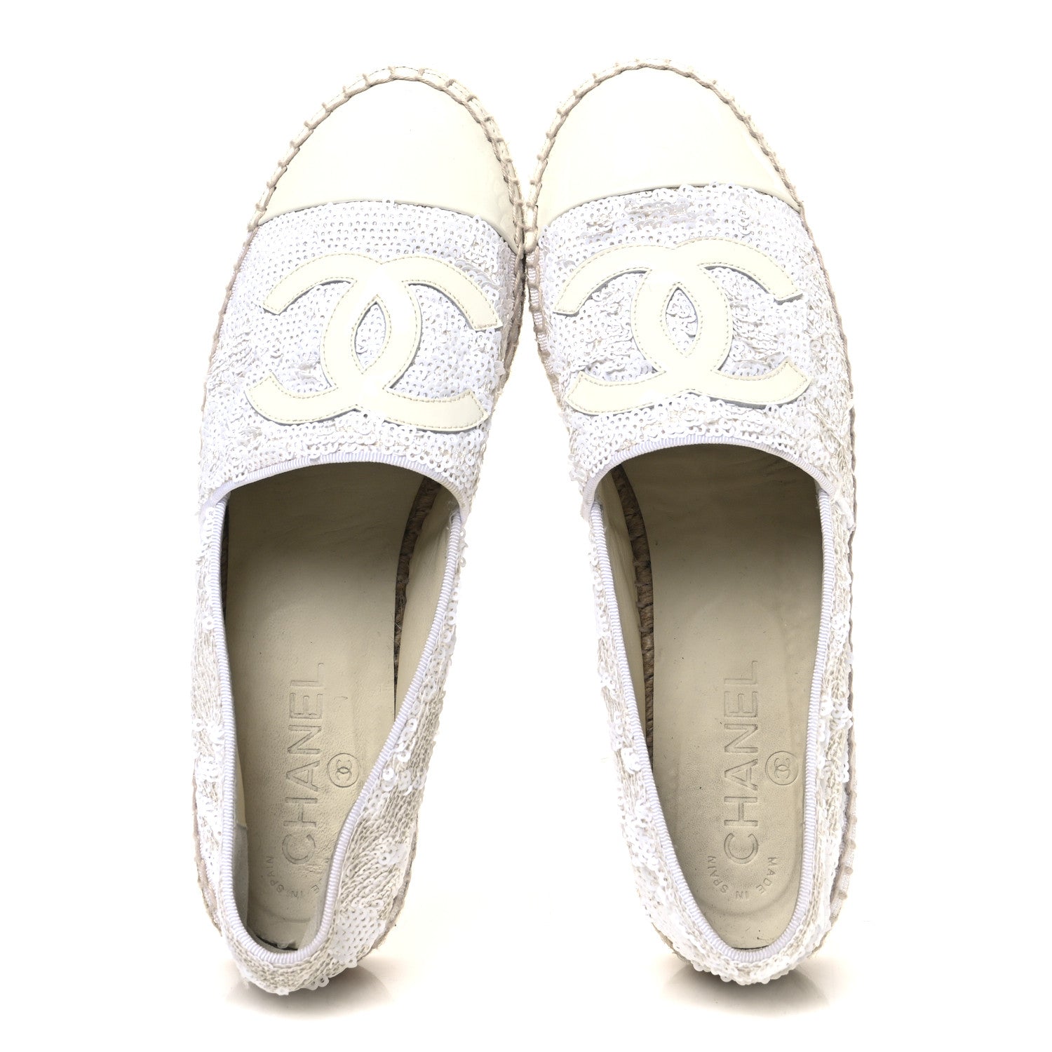 Chanel Patent Sequin CC Espadrilles 39 White 2 of 11