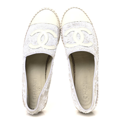 Chanel Patent Sequin CC Espadrilles 39 White 2 of 11