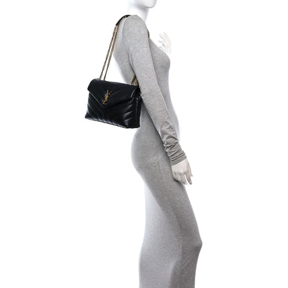 Saint Laurent Calfskin Y Quilted Monogram Small Loulou Chain Satchel Black 2 of 11
