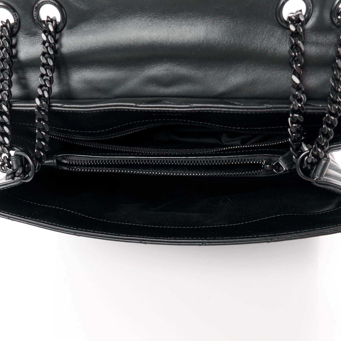Calfskin Y Quilted Monogram Monochrome Medium Loulou Chain Satchel Black