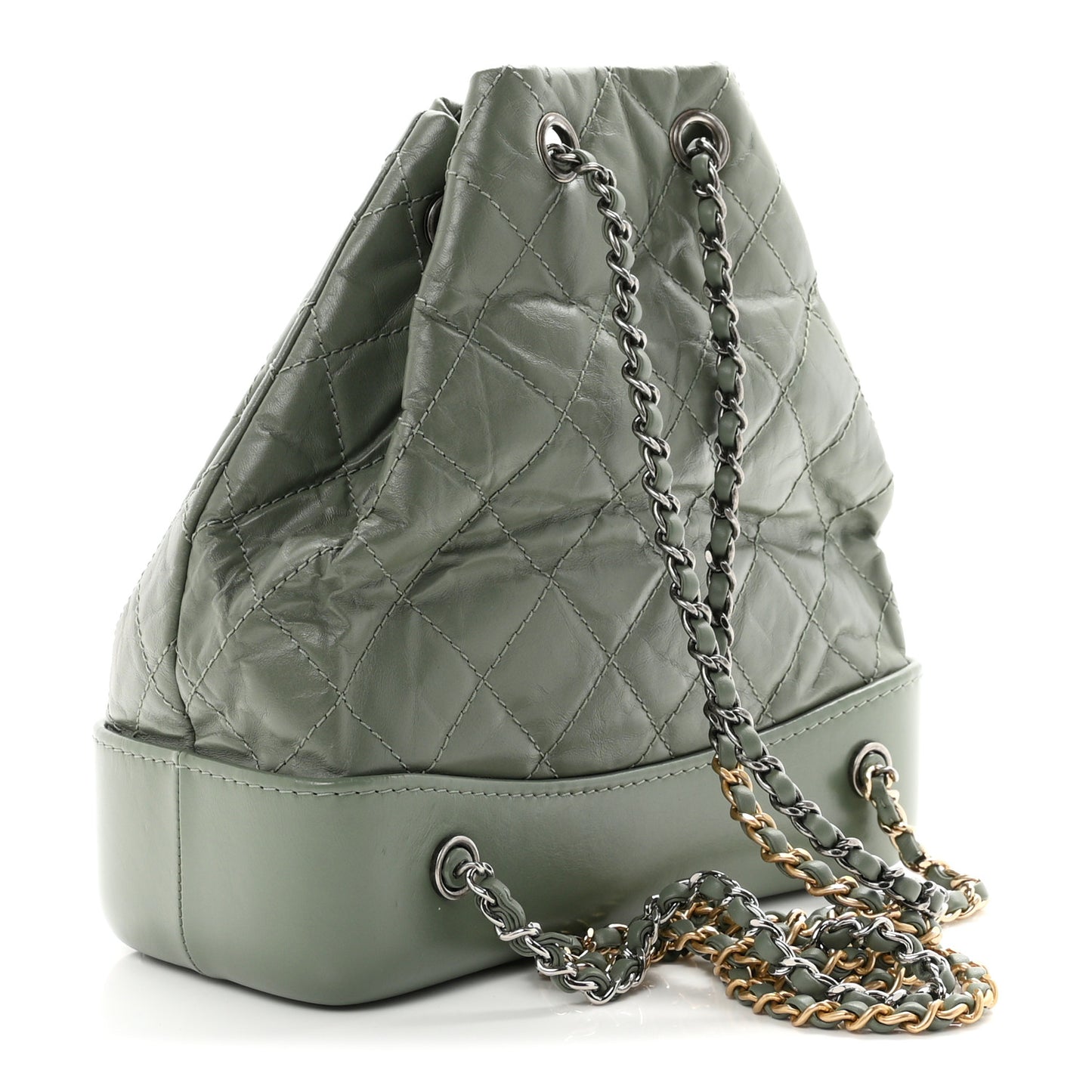 Aged Calfskin Quilted Small Gabrielle Backpack Green
