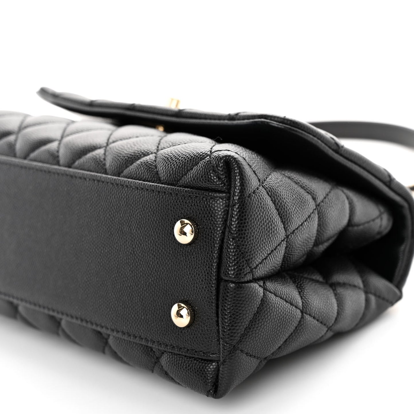 Caviar Quilted Mini Coco Handle Flap Black