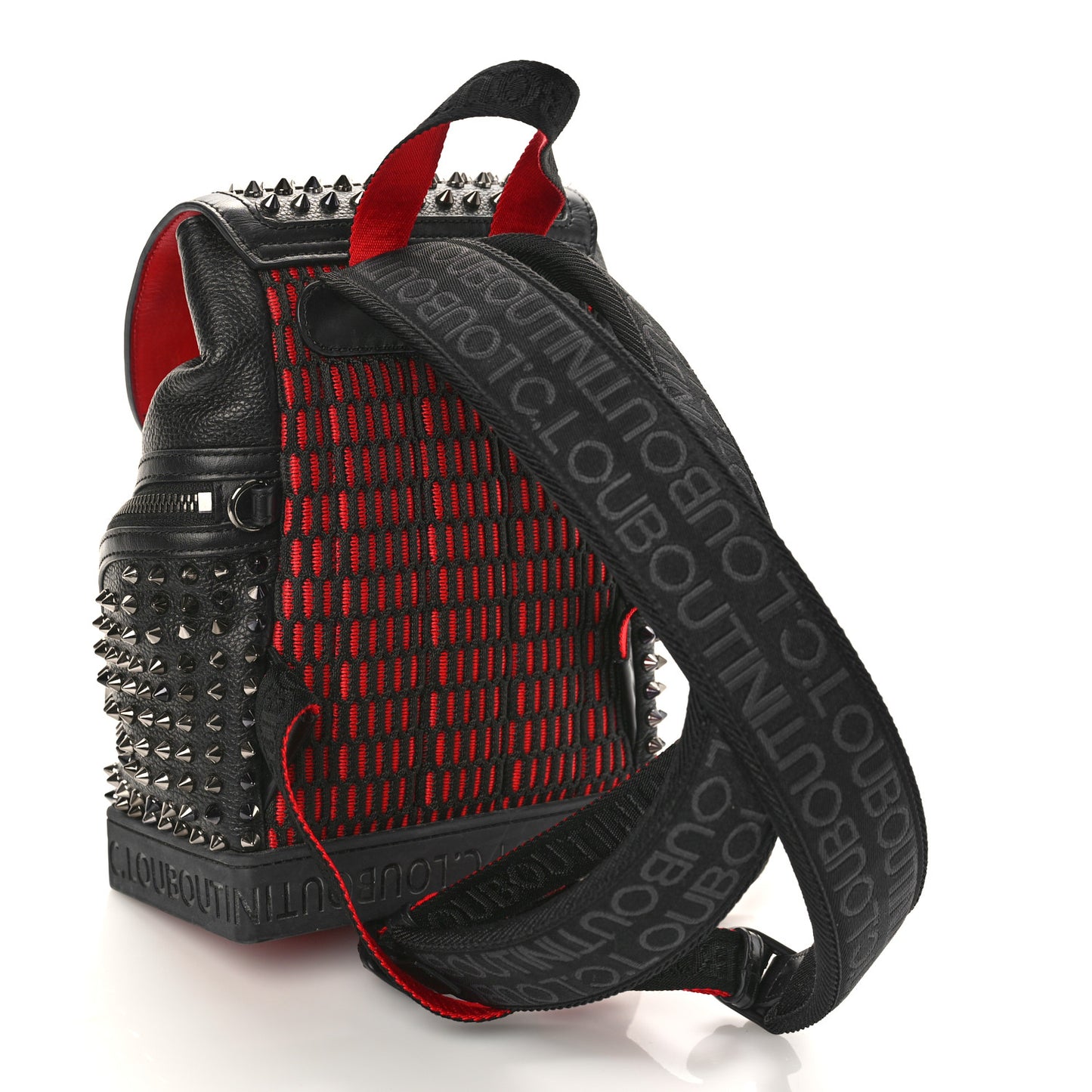 Calfskin Spiked Small Explorafunk Backpack Black