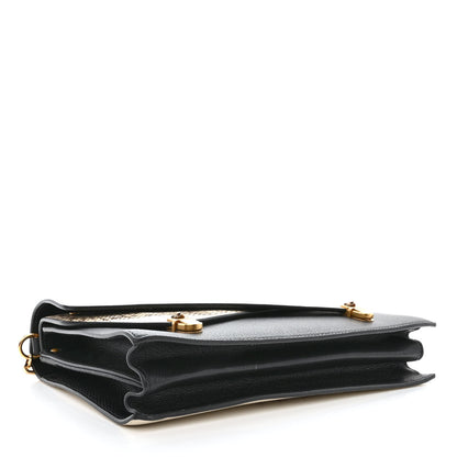 Gucci Calfskin Snakeskin Medium Ottilia Top Handle Bag Black White 4 of 11