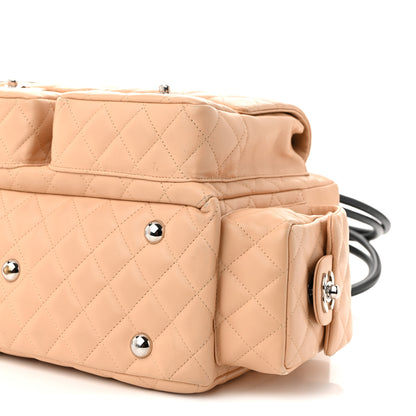 Chanel Calfskin Quilted Large Cambon Multipocket Reporter Beige Black 10 of 10