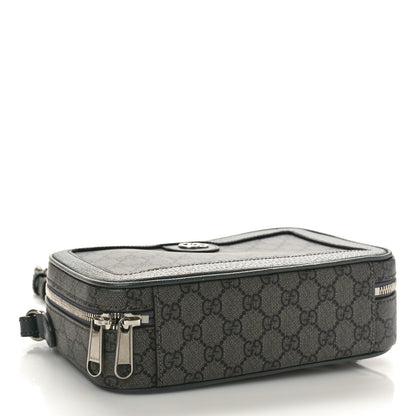 Gucci GG Supreme Monogram Textured Dollar Calfskin Small Ophidia Top Handle Shoulder Grey Black Graphite Grey 4 of 10