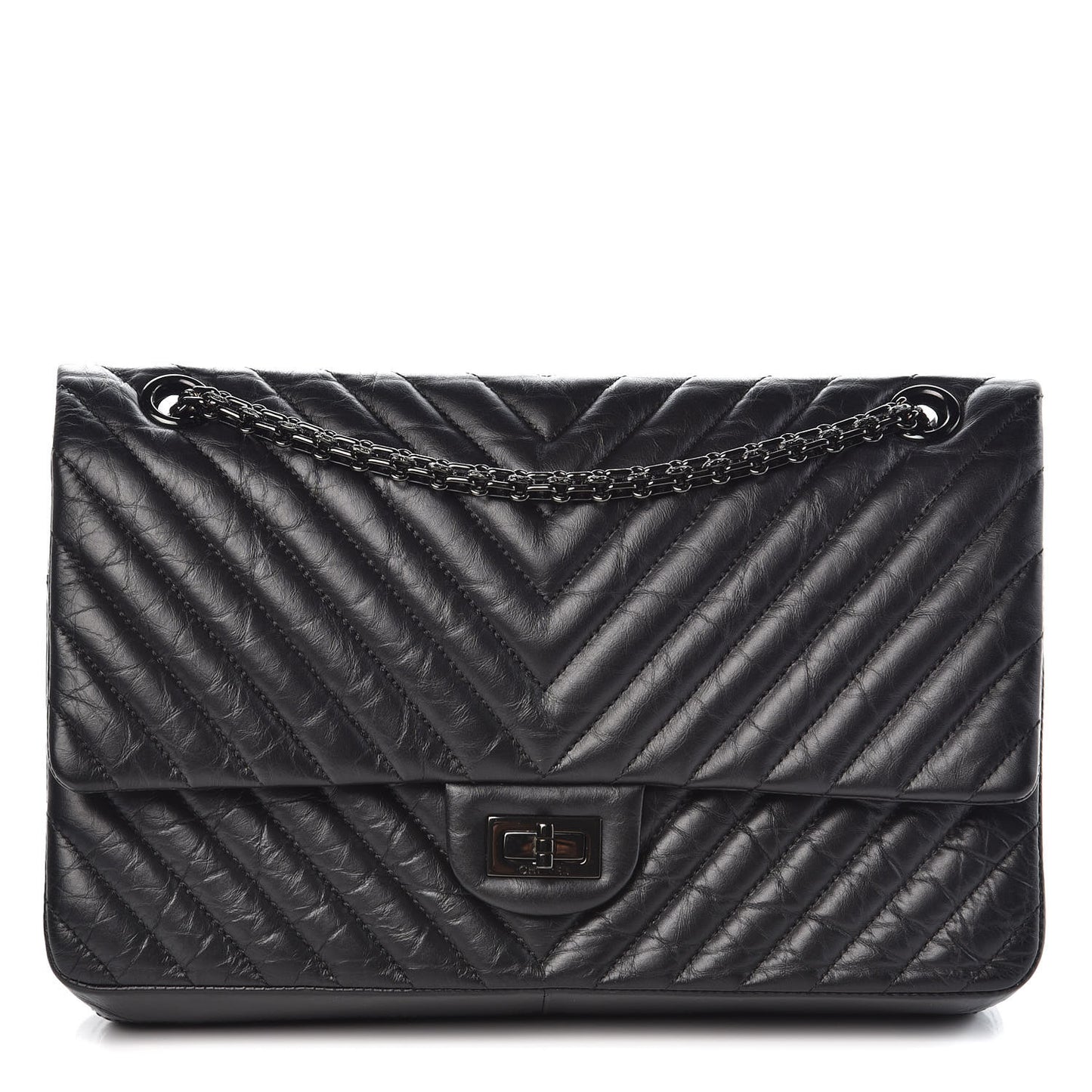 Aged Calfskin Chevron Quilted 2.55 Reissue 226 So Black