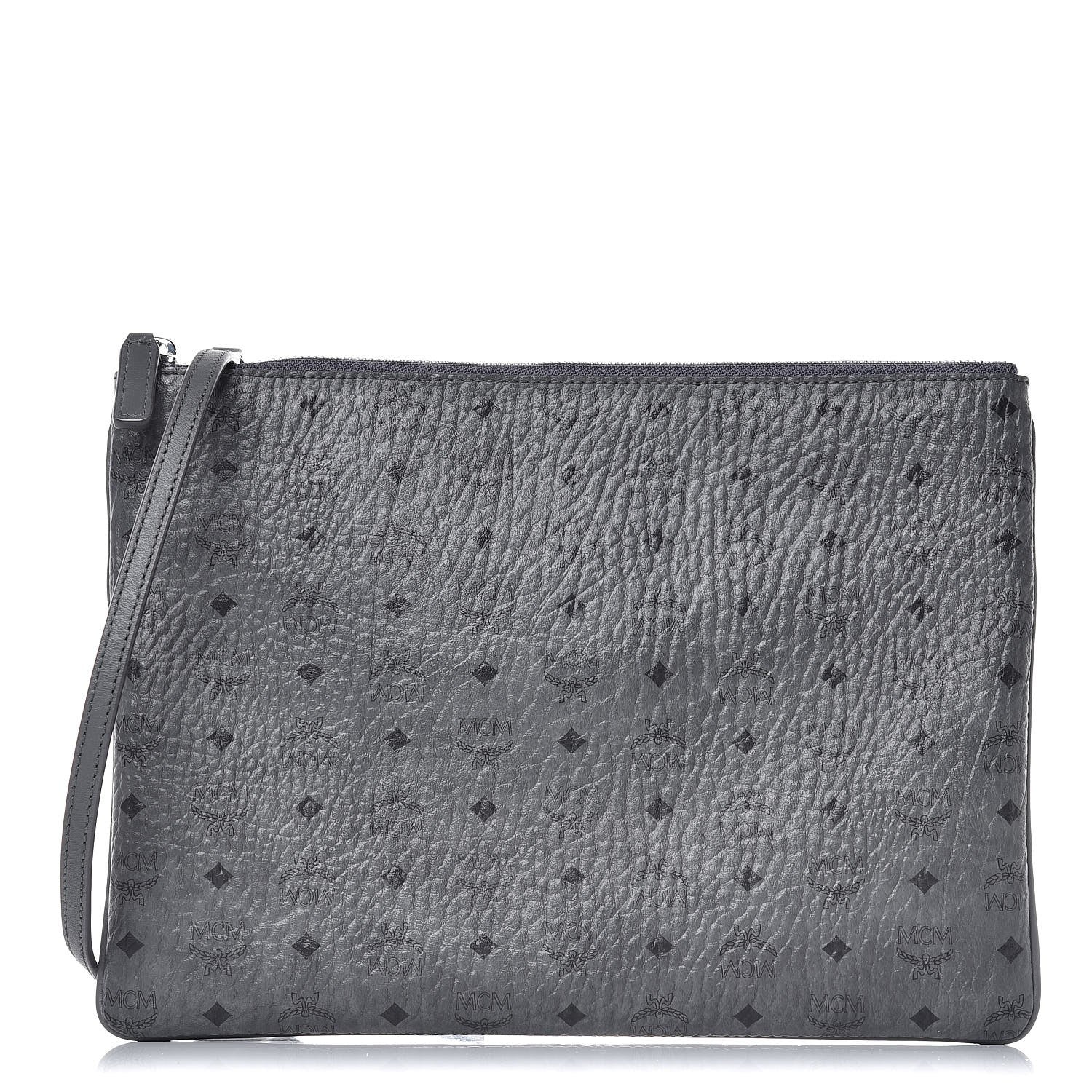 MCM Visetos Medium Crossbody Pouch Phantom Grey 1 of 8