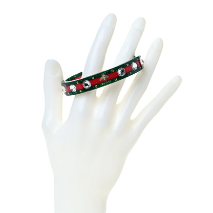 Gucci Crystal Web Cuff 18 Green Red 2 of 4