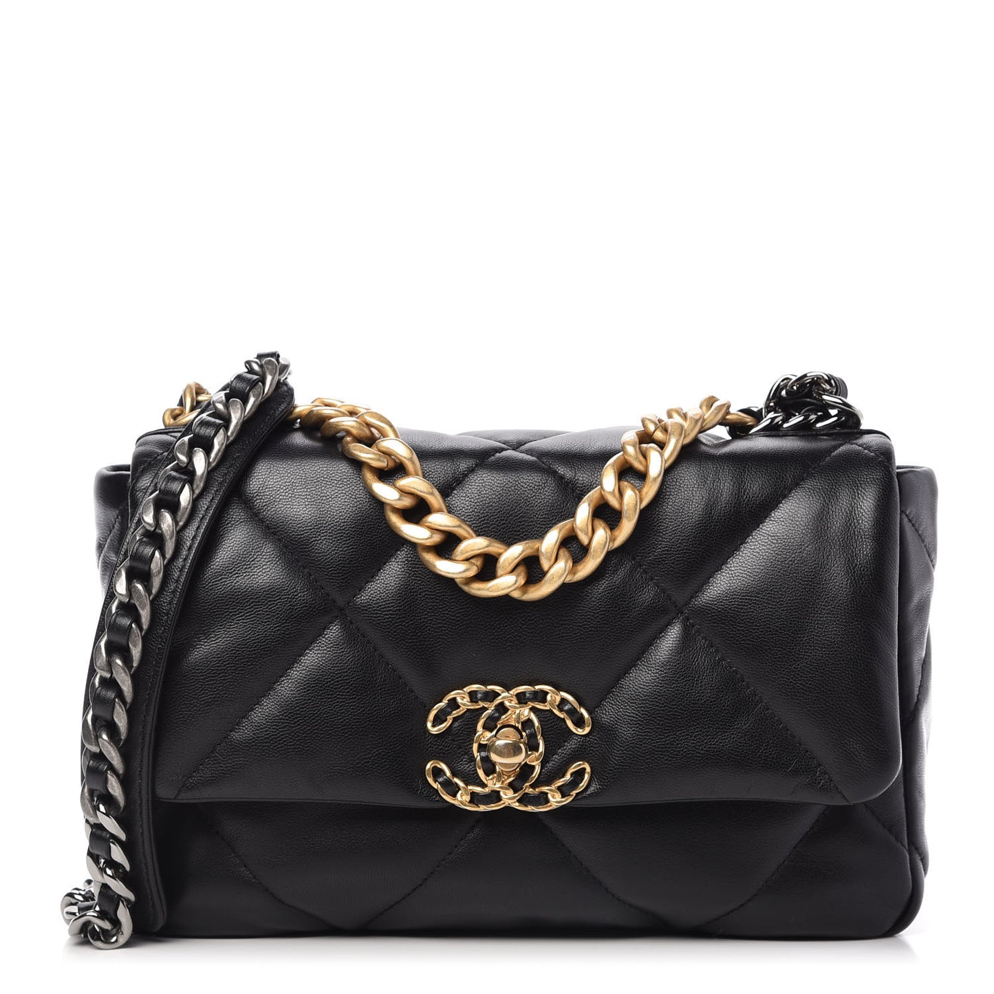 Goatskin Quilted Medium 19 Flap Black