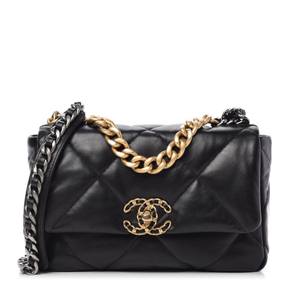 Chanel Goatskin Quilted Medium 19 Flap Black 1 of 11
