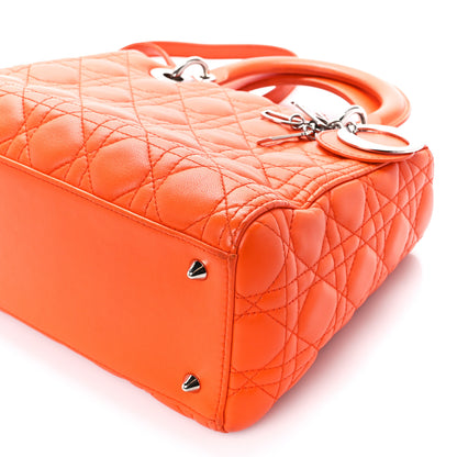 Christian Dior Lambskin Cannage Medium Lady Dior Orange 11 of 15