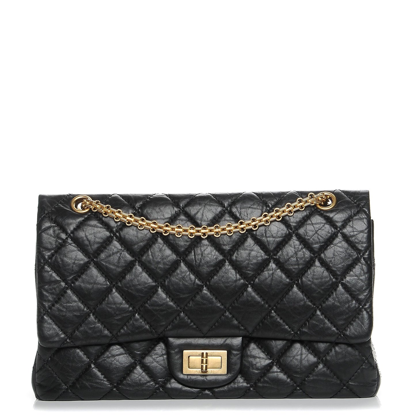 Aged Calfskin Quilted 2.55 Reissue 227 Flap Black